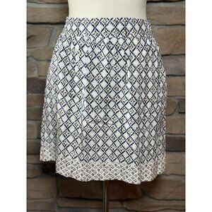 LOFT Womens Skirt Sz L Blue Ikat Mini Linen Blend